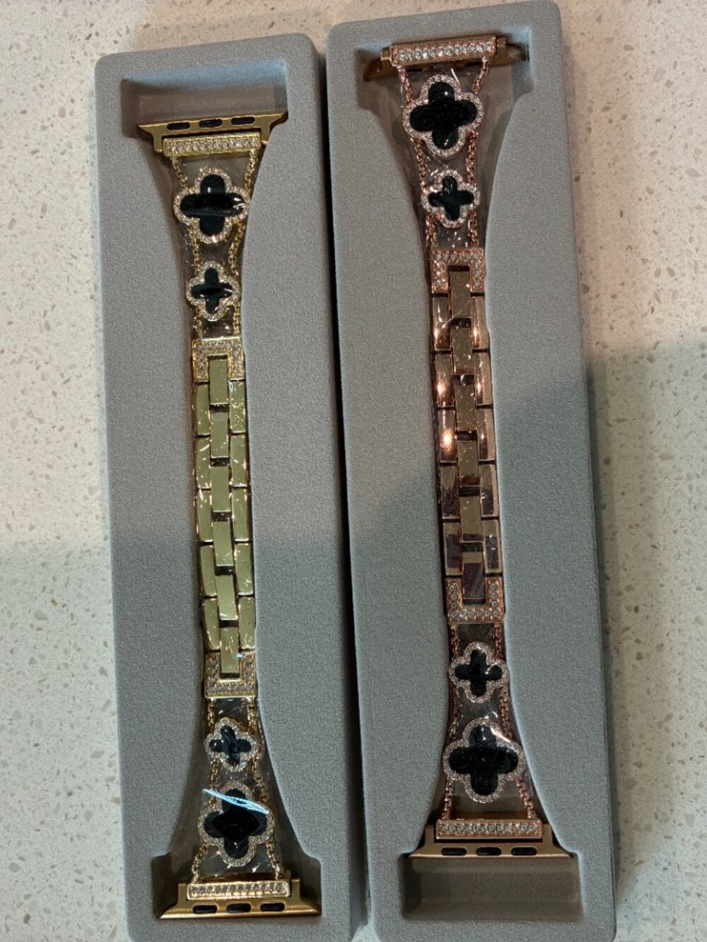 Apple Watch Clover Crystal Replacement Bands – Gold & Rose Gold – Fits Multiple